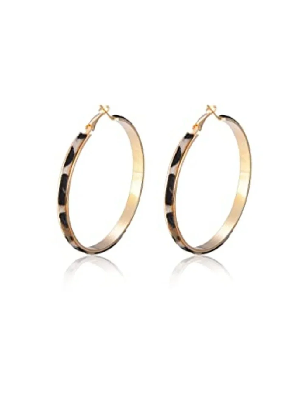 New - Exaggerate Leopard Leather Round Hoop Earrings Dangle Cheetah Print